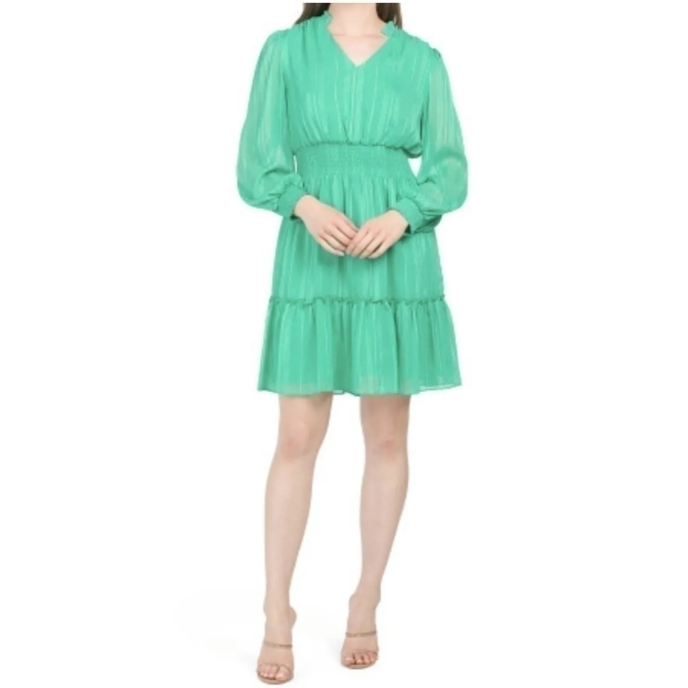 Nanette Nanette Lepore Yin Shadow Stripe Mini Dress size 4 in lily pad